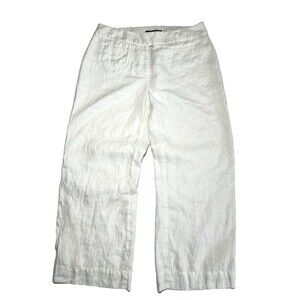 INC White Linen Pants Cropped Lined Soft Wide Leg Coastal Resort Size 8P